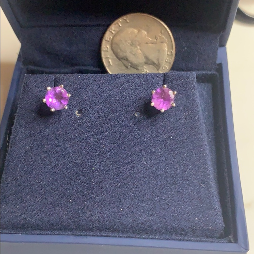 925 silver natural amethyst earrings studs